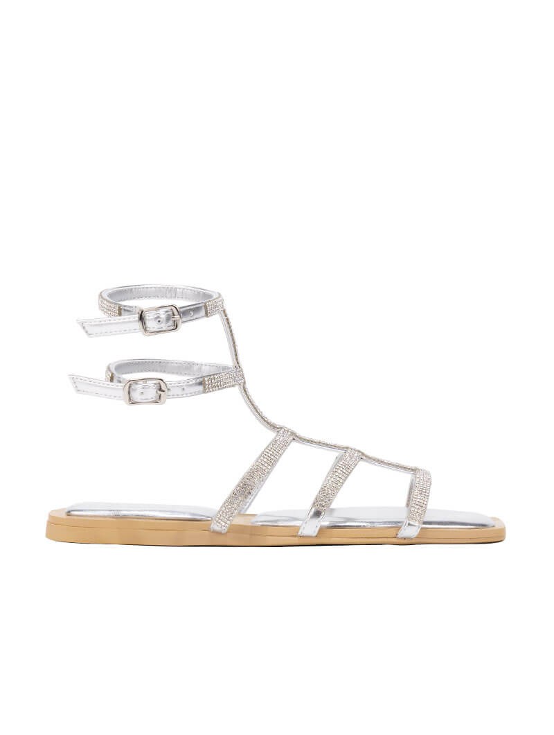 Sandales plates en strass